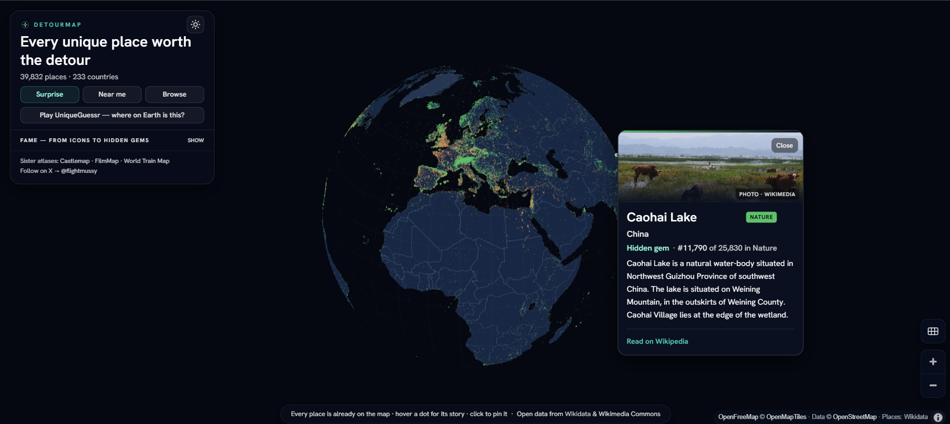 Detourmap interactive map screenshot